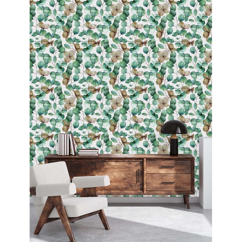 Stylish Green Leaves Wallpaper Chic