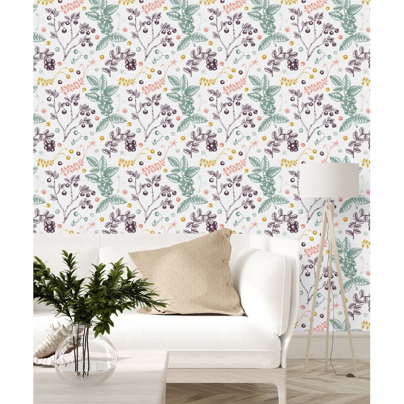 Voguish Multicolored Berries Wallpaper Chic