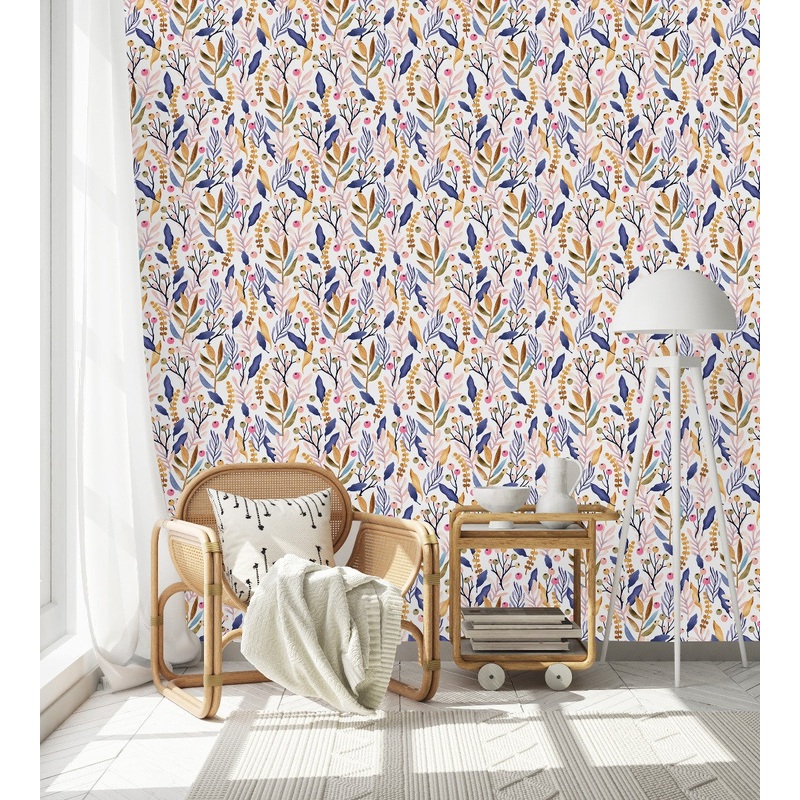Blue and Yellow Leaves Wallpaper