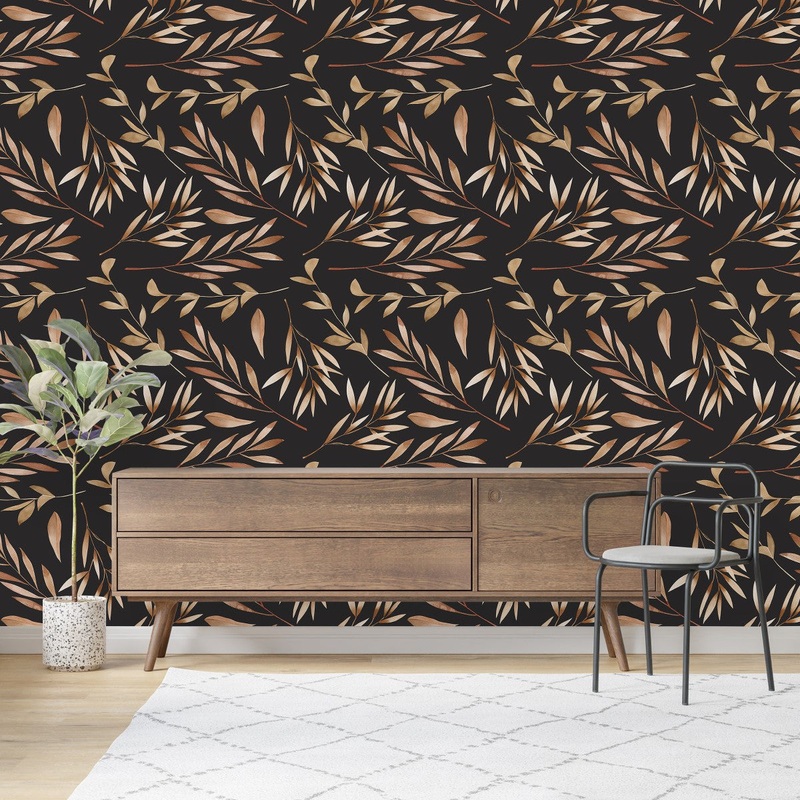 Brown Leaves on Dark Wallpaper