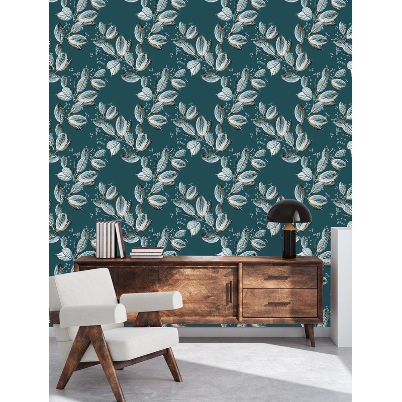 Contemporary Winter Leaves Wallpaper Fashionable
