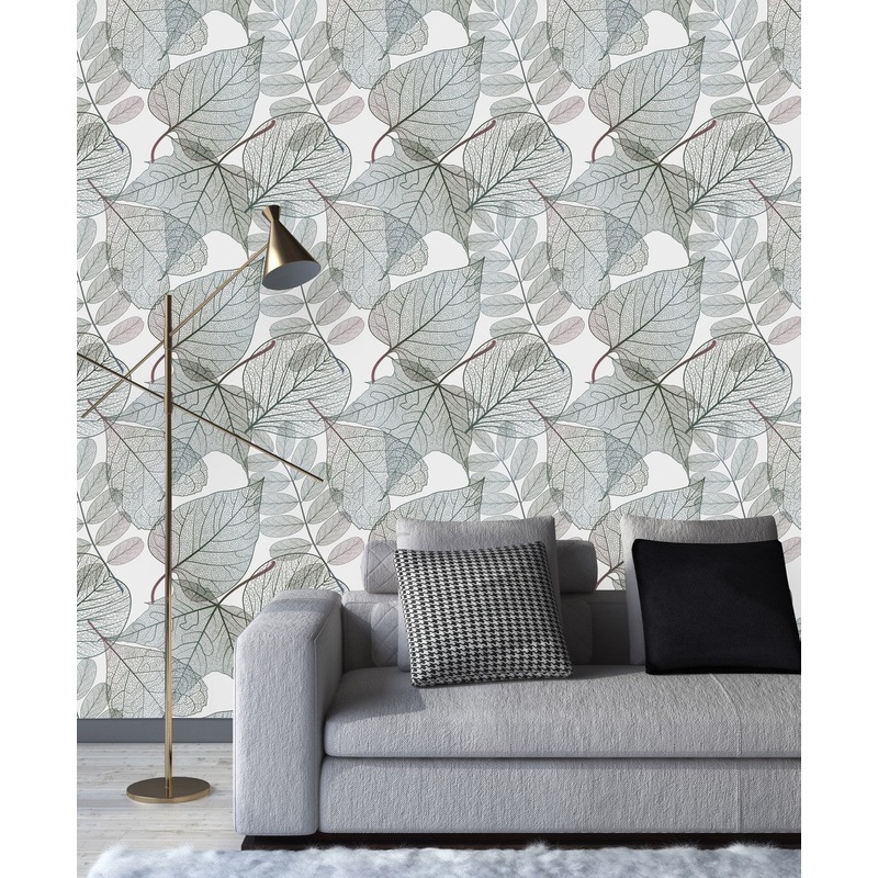 Elegant Contour of Leaves Wallpaper Chic