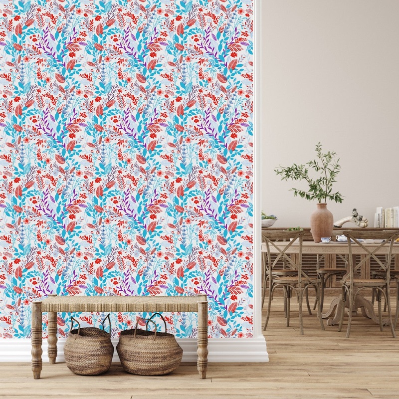 Red and Blue Leaves Wallpaper