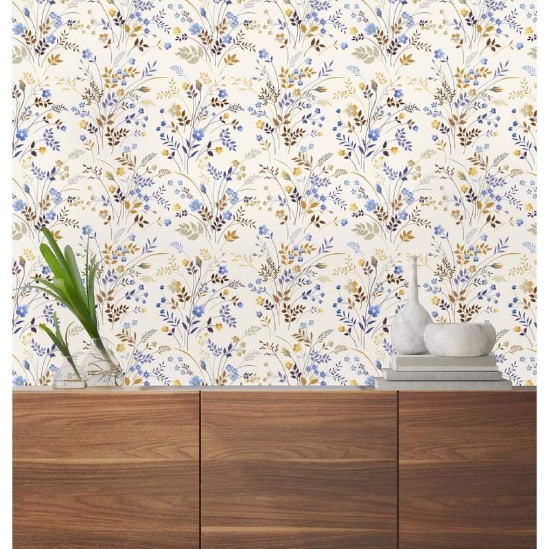 Retro Field Flowers Wallpaper